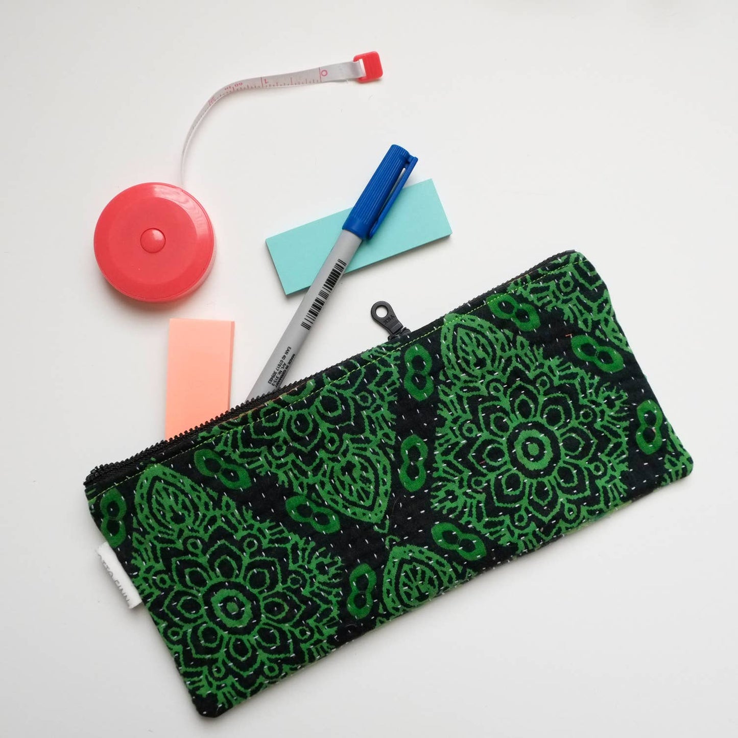 Kantha Scrap Flat Zip Pouch