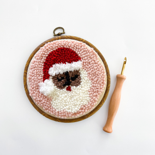 Black Santa Punch Needle Kit
