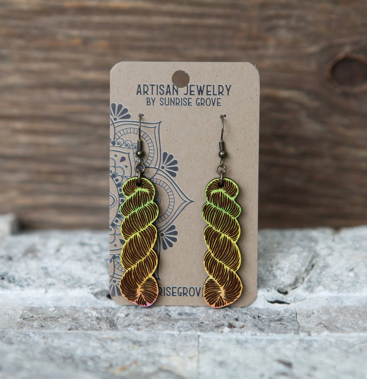Color Mix or Wood Yarn Hank Earrings for Crafters