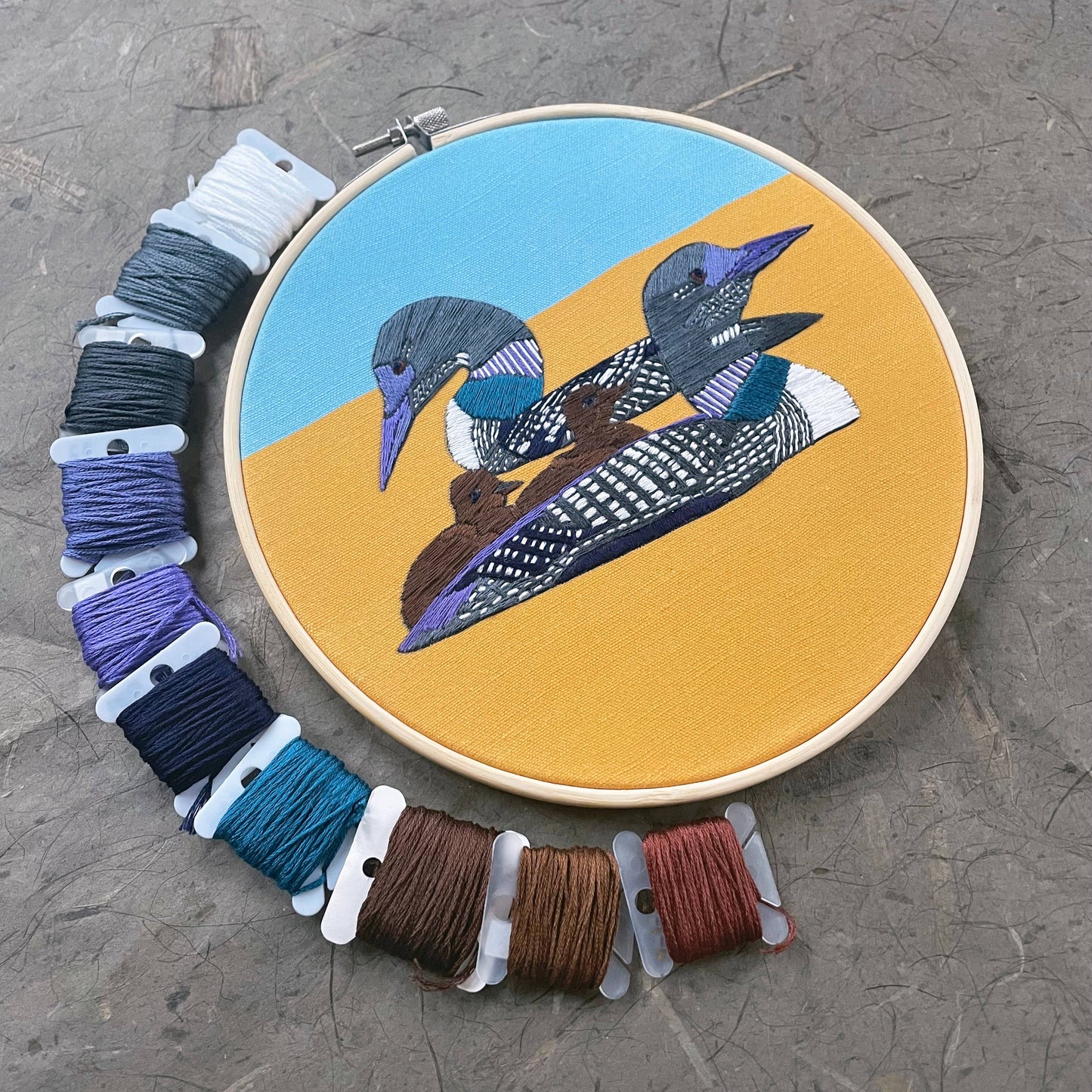 DIY Embroidery Kit - Loons (8")