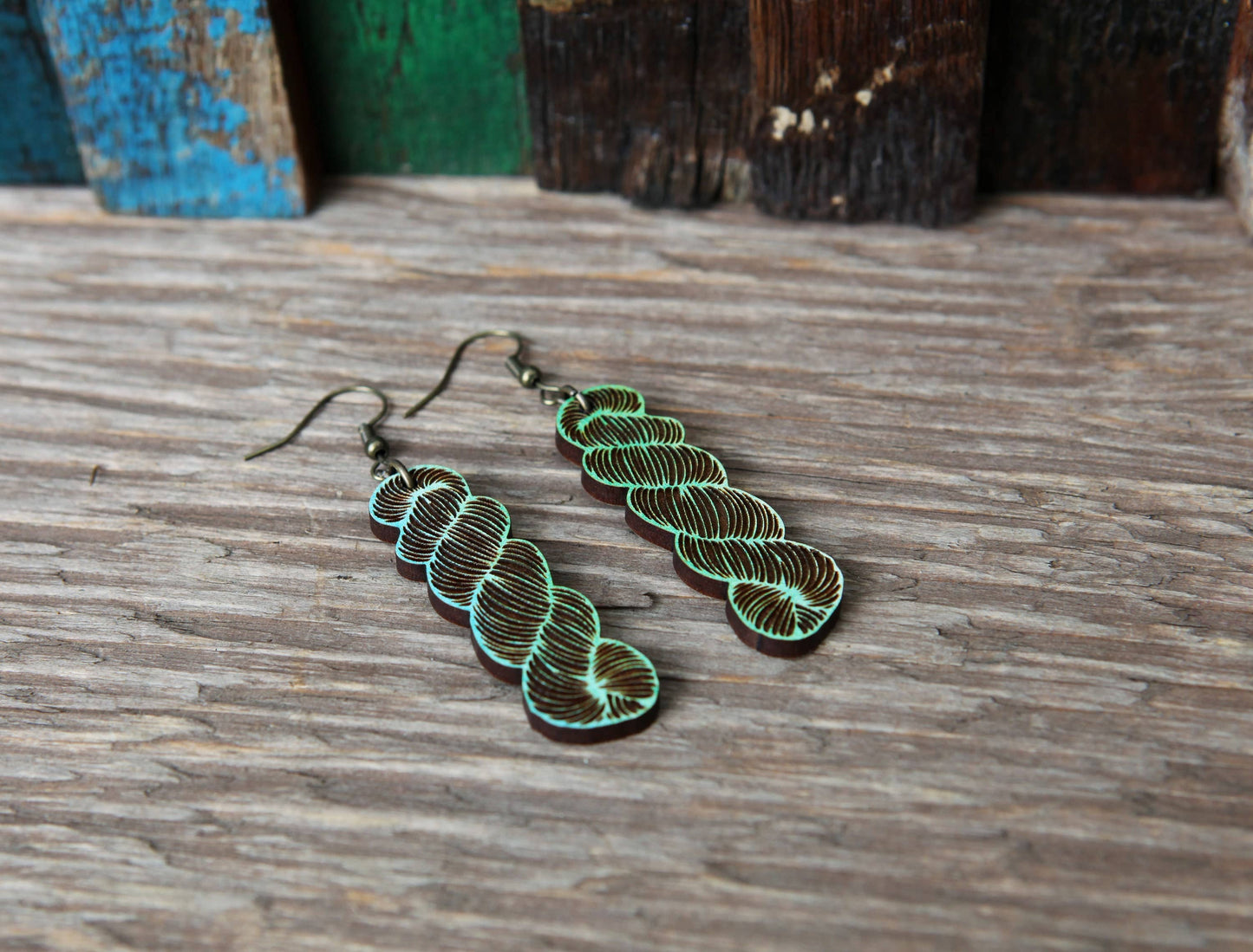 Color Mix or Wood Yarn Hank Earrings for Crafters