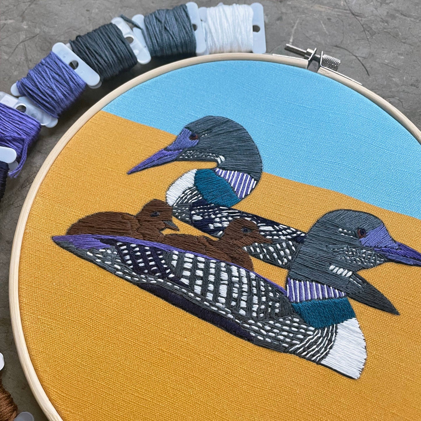 DIY Embroidery Kit - Loons (8")