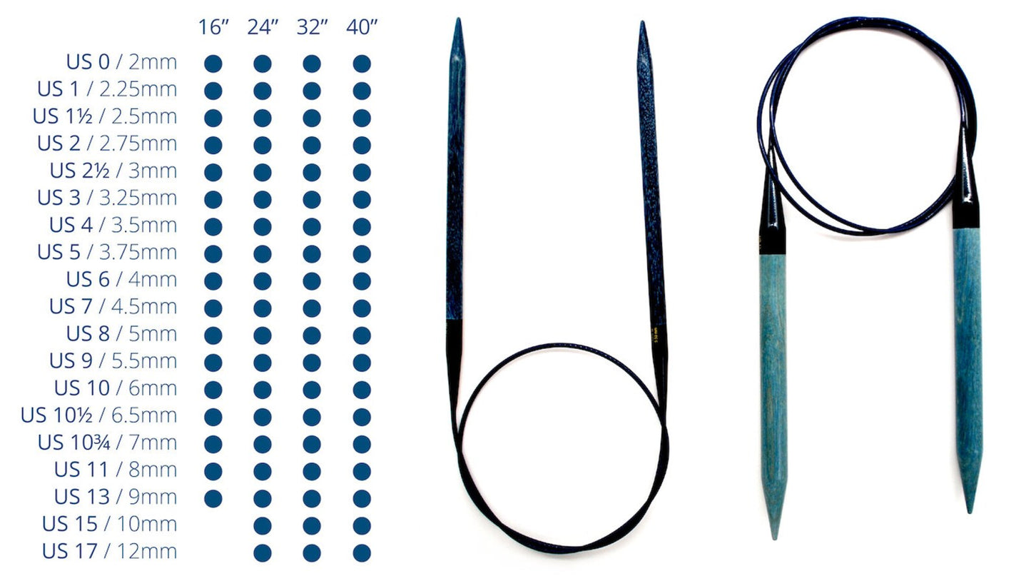 Lykke Indigo Fixed Circular Needles - 16 inch cord